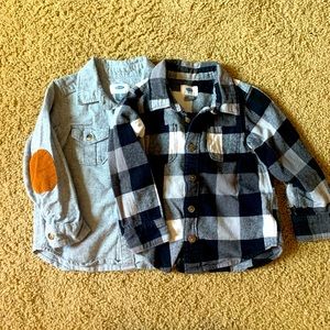 Bundle of 2 Long Sleeve Button Down Flannel Shirts Fall Pumpkin Patch Outfit